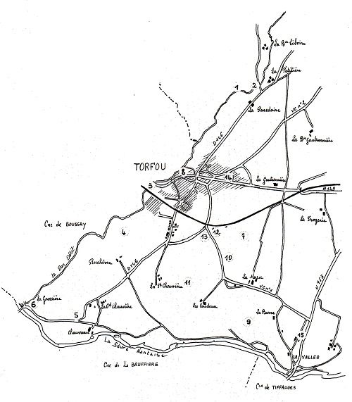 Carte des carrieres de Torfou